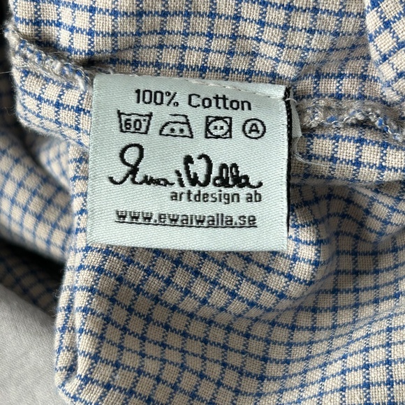 Ewa i Walla Blue Grey Check Relaxed Lagenlook Boheimian Avantgarde Dress Large - Picture 11 of 11